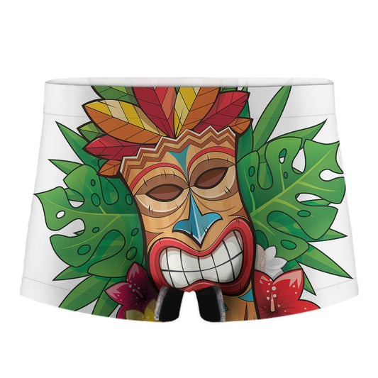 Hawaiian Tiki Print Men's Boxer Briefs