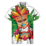 Hawaiian Tiki Print Men's Short Sleeve Shirt