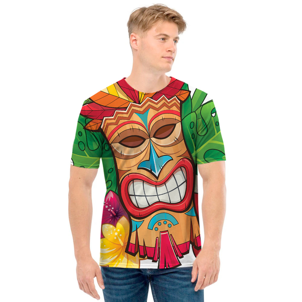 Hawaiian Tiki Print Men's T-Shirt