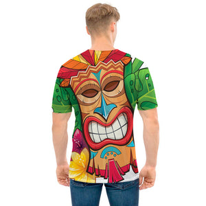 Hawaiian Tiki Print Men's T-Shirt