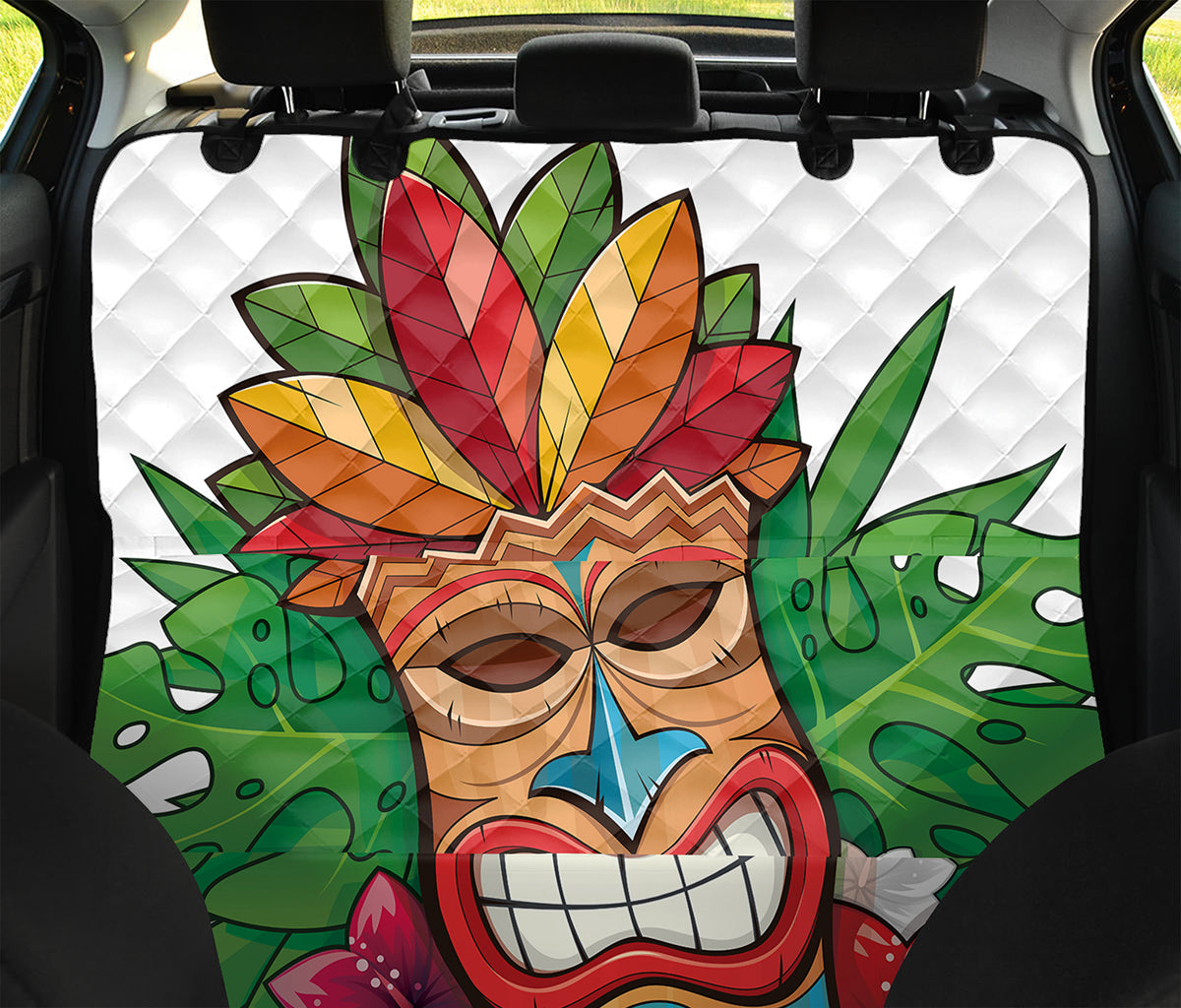 Hawaiian Tiki Print Pet Car Back Seat Cover