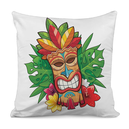 Hawaiian Tiki Print Pillow Cover