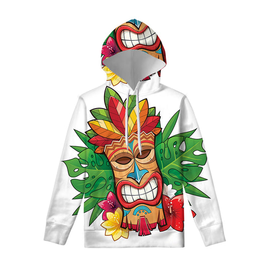 Hawaiian Tiki Print Pullover Hoodie
