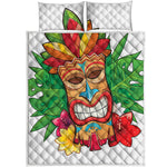 Hawaiian Tiki Print Quilt Bed Set