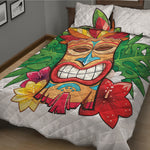 Hawaiian Tiki Print Quilt Bed Set