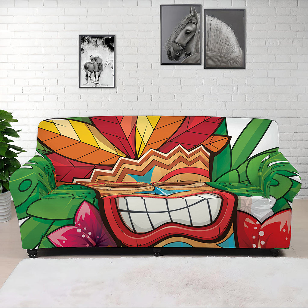 Hawaiian Tiki Print Sofa Cover