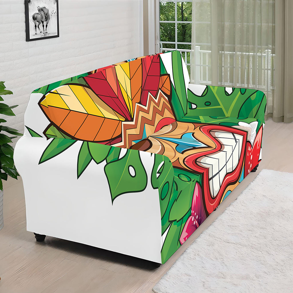 Hawaiian Tiki Print Sofa Cover