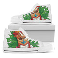 Hawaiian Tiki Print White High Top Sneakers