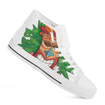 Hawaiian Tiki Print White High Top Shoes