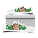 Hawaiian Tiki Print White Low Top Shoes