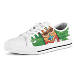 Hawaiian Tiki Print White Low Top Shoes
