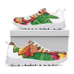 Hawaiian Tiki Print White Sneakers
