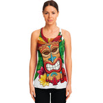 Hawaiian Tiki Print Women's Racerback Tank Top