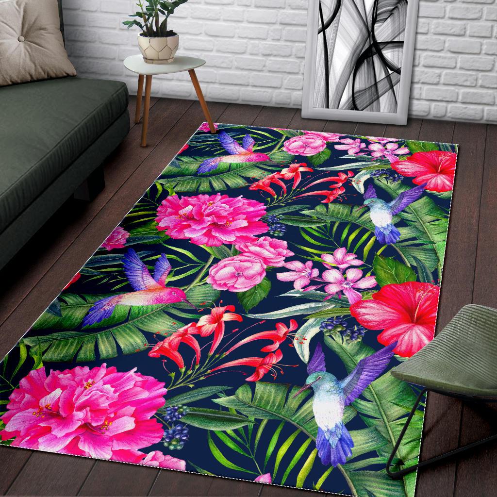Hawaiian Tropical Birds Pattern Print Area Rug GearFrost