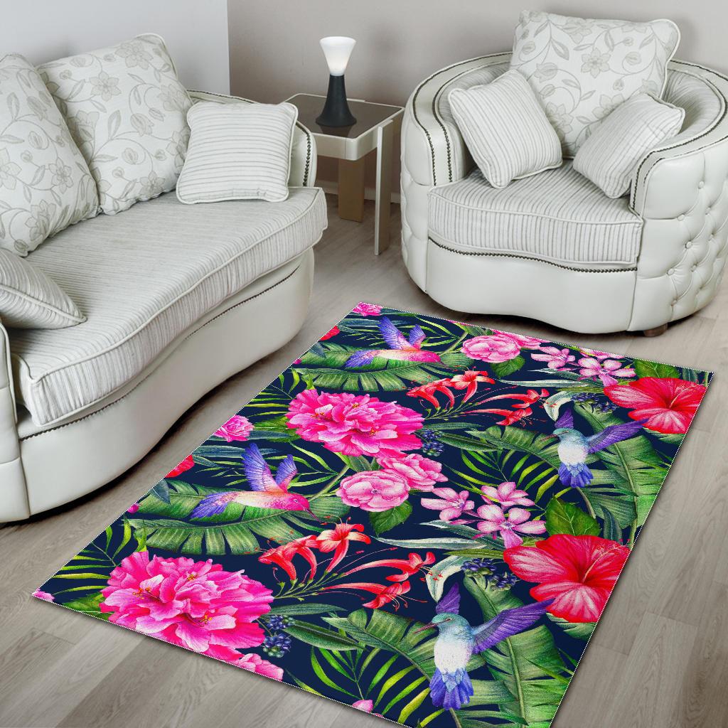 Hawaiian Tropical Birds Pattern Print Area Rug GearFrost