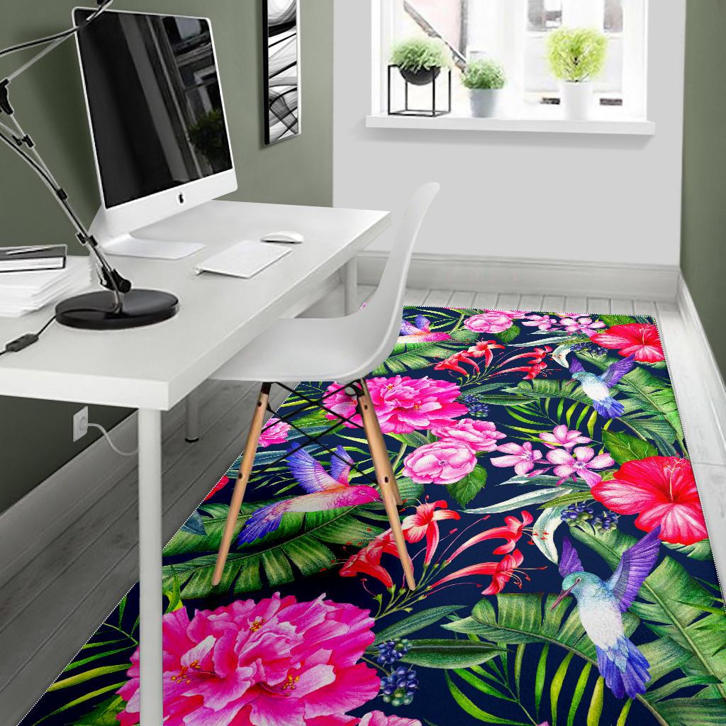 Hawaiian Tropical Birds Pattern Print Area Rug GearFrost