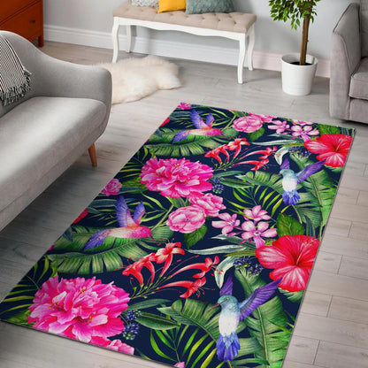 Hawaiian Tropical Birds Pattern Print Area Rug GearFrost