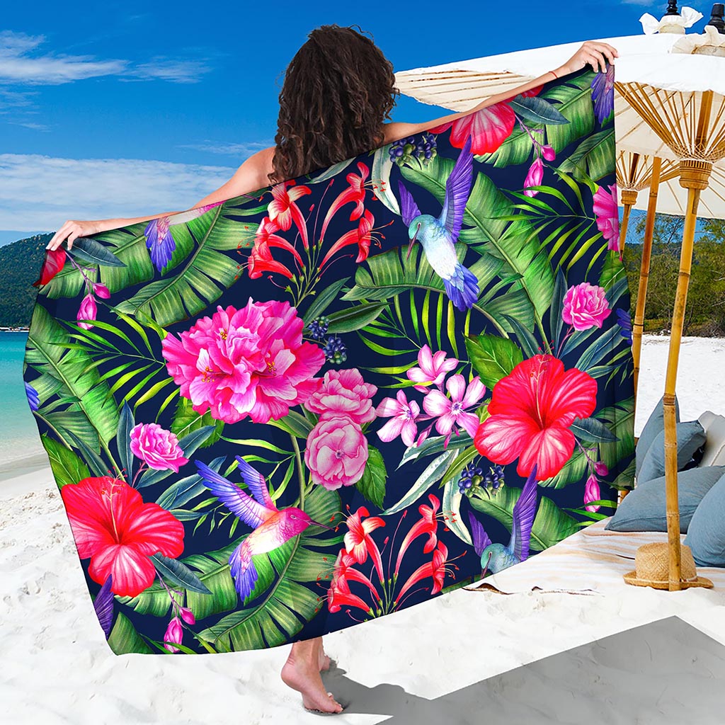 Hawaiian Tropical Birds Pattern Print Beach Sarong Wrap