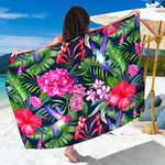 Hawaiian Tropical Birds Pattern Print Beach Sarong Wrap