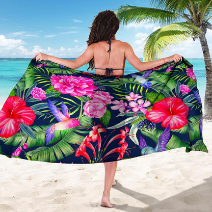 Hawaiian Tropical Birds Pattern Print Beach Sarong Wrap