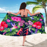 Hawaiian Tropical Birds Pattern Print Beach Sarong Wrap