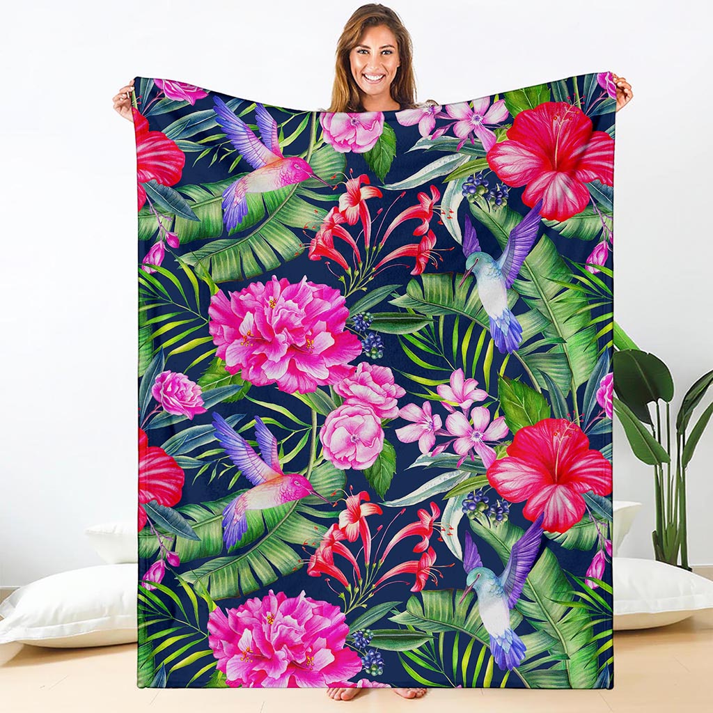 Hawaiian Tropical Birds Pattern Print Blanket