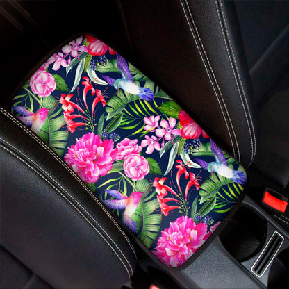 Hawaiian Tropical Birds Pattern Print Car Center Console Cover