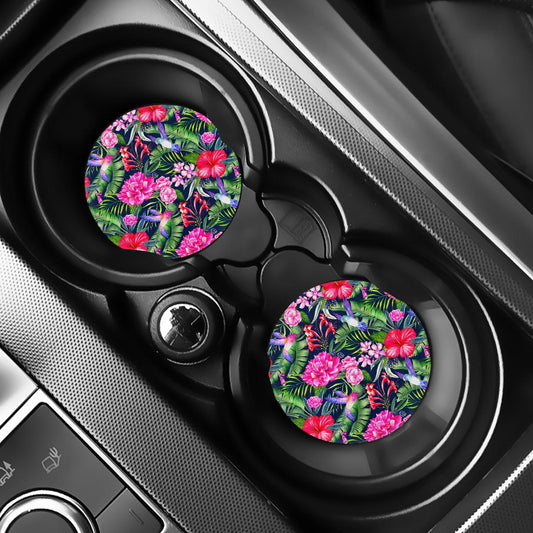 Hawaiian Tropical Birds Pattern Print Car Coasters
