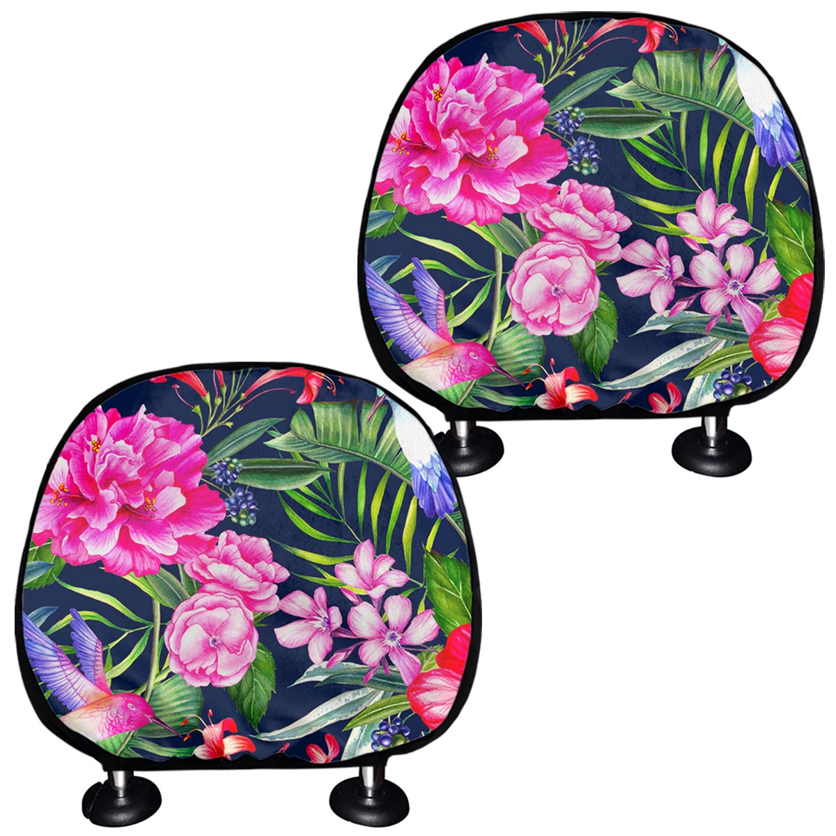 Hawaiian Tropical Birds Pattern Print Car Headrest Covers