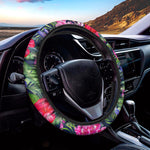 Hawaiian Tropical Birds Pattern Print Car Steering Wheel Cover