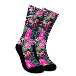 Hawaiian Tropical Birds Pattern Print Crew Socks