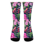 Hawaiian Tropical Birds Pattern Print Crew Socks