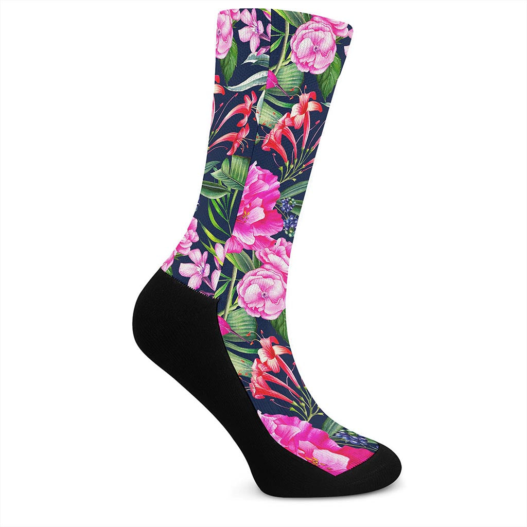 Hawaiian Tropical Birds Pattern Print Crew Socks