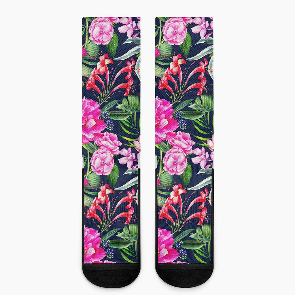 Hawaiian Tropical Birds Pattern Print Crew Socks