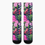 Hawaiian Tropical Birds Pattern Print Crew Socks