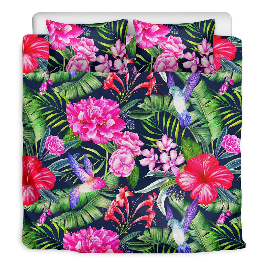 Hawaiian Tropical Birds Pattern Print Duvet Cover Bedding Set
