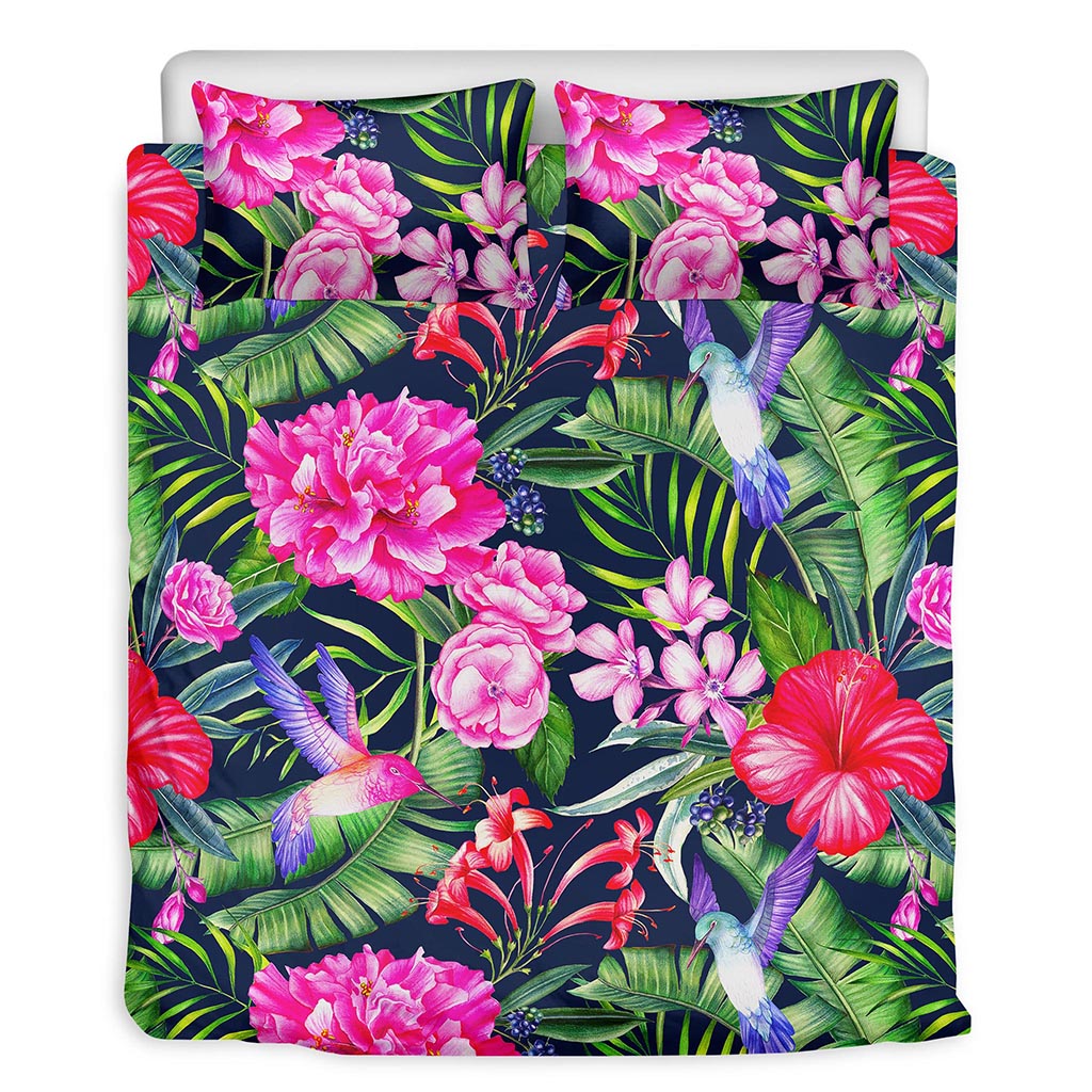 Hawaiian Tropical Birds Pattern Print Duvet Cover Bedding Set
