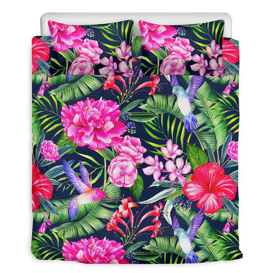 Hawaiian Tropical Birds Pattern Print Duvet Cover Bedding Set