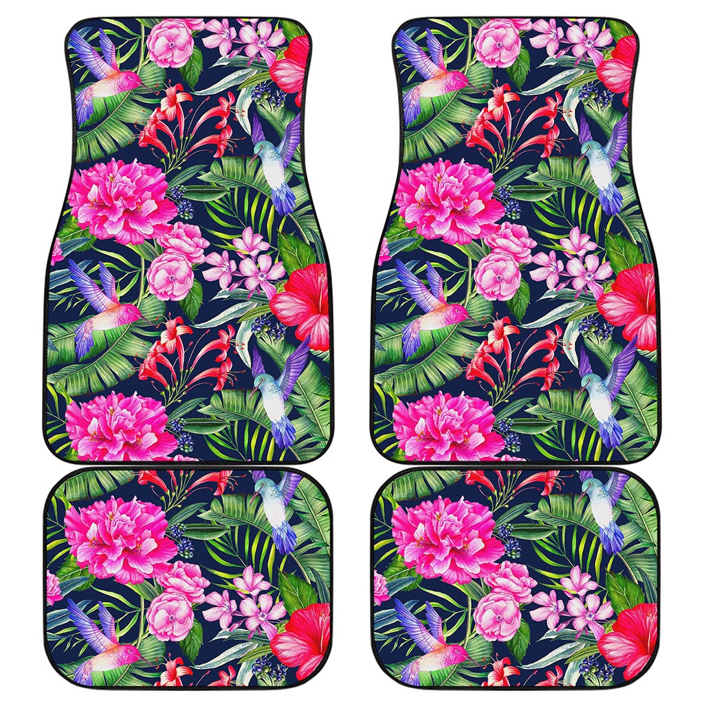 Hawaiian Tropical Birds Pattern Print Front and Back Car Floor Mats