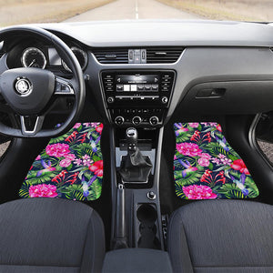 Hawaiian Tropical Birds Pattern Print Front and Back Car Floor Mats