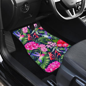 Hawaiian Tropical Birds Pattern Print Front and Back Car Floor Mats