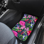 Hawaiian Tropical Birds Pattern Print Front and Back Car Floor Mats