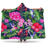 Hawaiian Tropical Birds Pattern Print Hooded Blanket