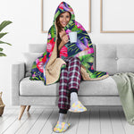 Hawaiian Tropical Birds Pattern Print Hooded Blanket