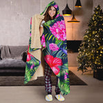 Hawaiian Tropical Birds Pattern Print Hooded Blanket