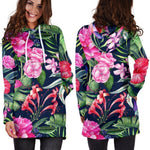 Hawaiian Tropical Birds Pattern Print Hoodie Dress GearFrost