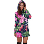 Hawaiian Tropical Birds Pattern Print Hoodie Dress GearFrost