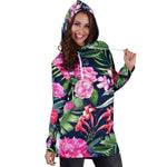 Hawaiian Tropical Birds Pattern Print Hoodie Dress GearFrost