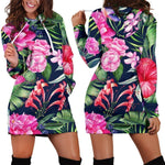 Hawaiian Tropical Birds Pattern Print Hoodie Dress GearFrost