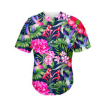 Hawaiian Tropical Birds Pattern Print Men's Baseball Jersey
